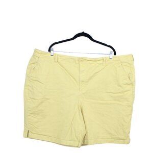LL Bean Lakewashed Chino Shorts Mid Rise Bermuda Cotton Yellow Size 26W